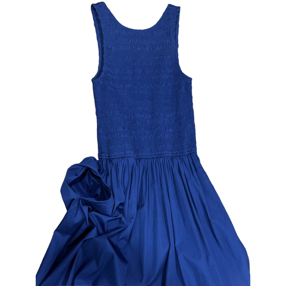 NWT Madewell The Melody Scoopback Smocked Midi Dress size XXS in navy NV423 - Picture 3 of 10